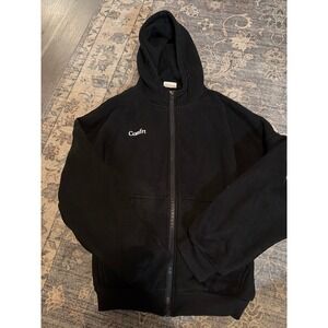Comfrt Black Zip Up Hoodie White Logo